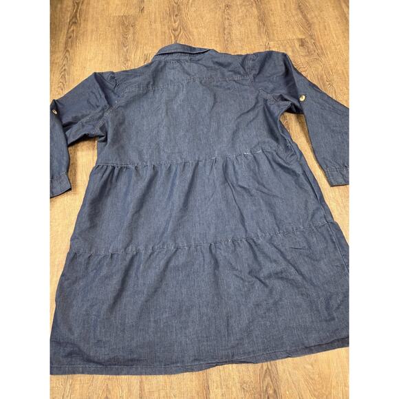 Eighty Eight Premium Dark Chambray Denim Long Sleeve Dress Plus Size 3X - Picture 3 of 4